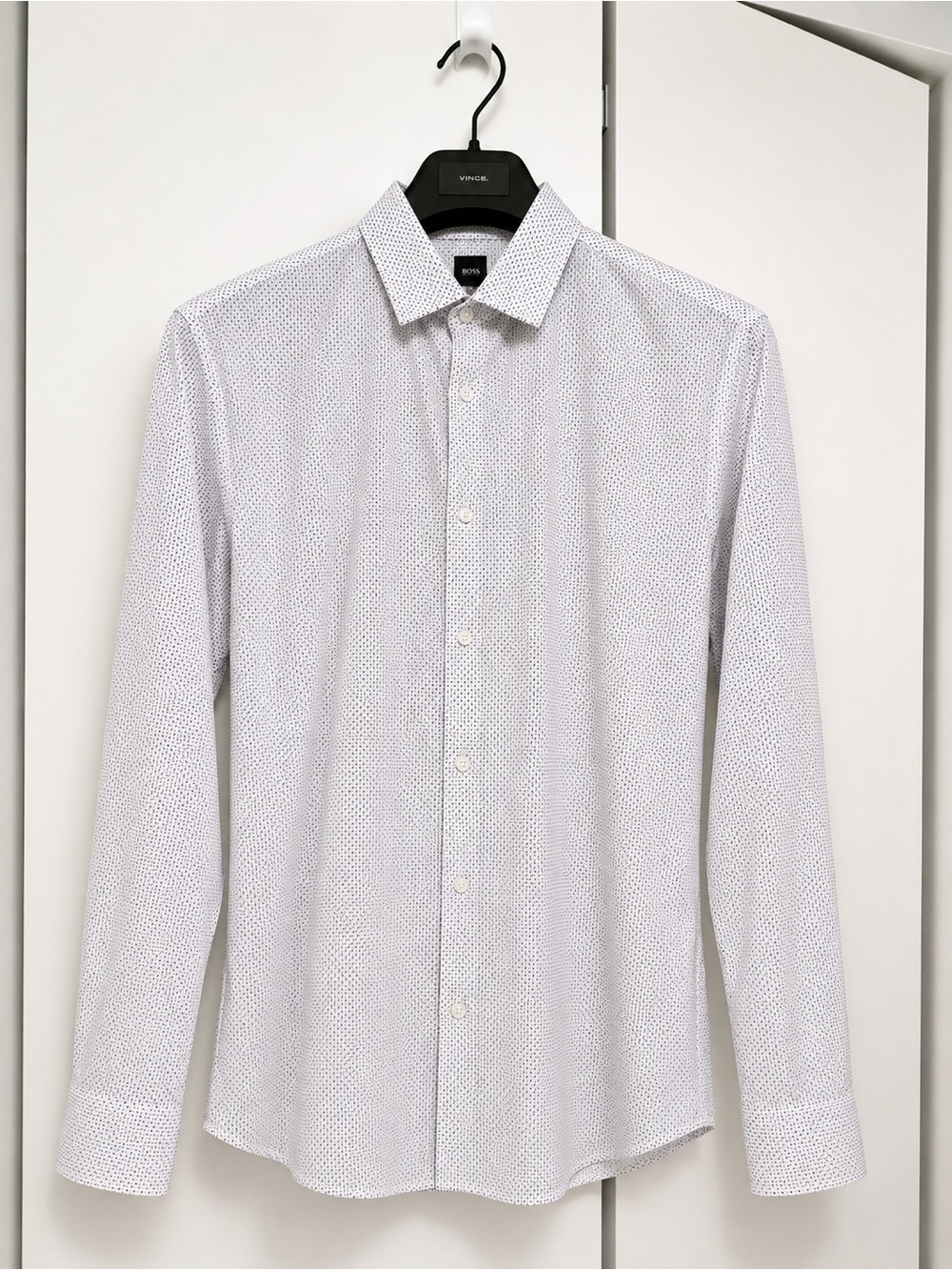 Hugo Boss Men’s Performance Stretch Micro Dot Button Down Shirt White Size L